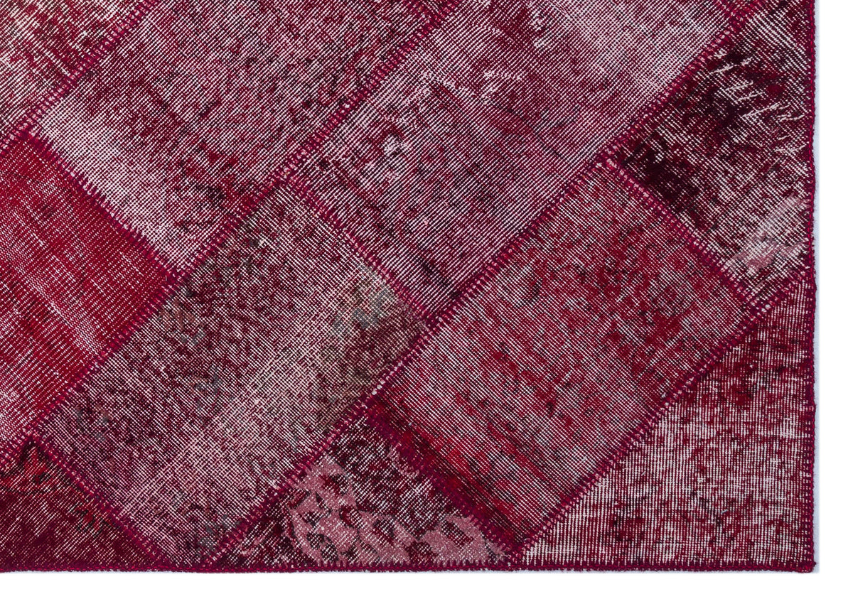 Red Over Dyed Patchwork Unique Rug 5&#39;3&#39;&#39; x 7&#39;7&#39;&#39; ft 160 x 230 cm