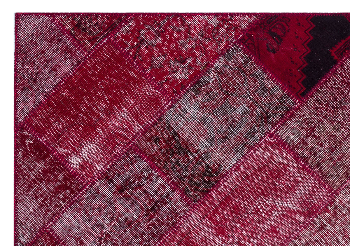 Red Over Dyed Patchwork Unique Rug 5&#39;3&#39;&#39; x 7&#39;7&#39;&#39; ft 160 x 230 cm