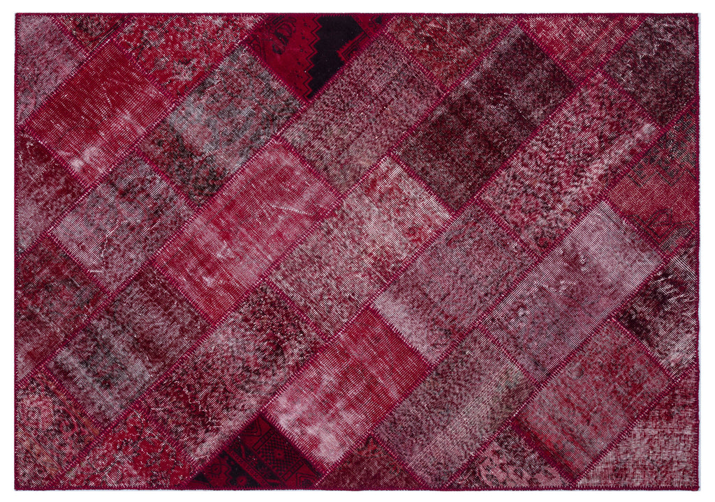 Red Over Dyed Patchwork Unique Rug 5'3'' x 7'7'' ft 160 x 230 cm