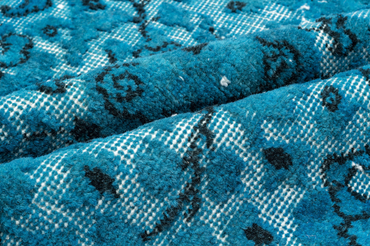 Turquoise  Over Dyed Carved Rug 5&#39;3&#39;&#39; x 8&#39;6&#39;&#39; ft 160 x 259 cm