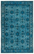 Turquoise  Over Dyed Carved Rug 5'3'' x 8'6'' ft 160 x 259 cm