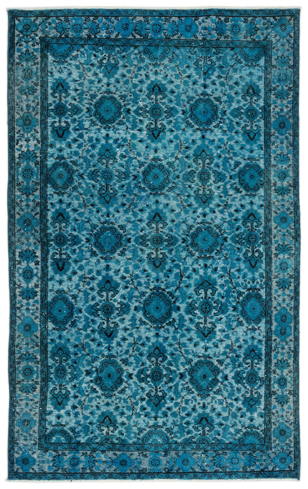 Turquoise  Over Dyed Carved Rug 5&#39;3&#39;&#39; x 8&#39;6&#39;&#39; ft 160 x 259 cm