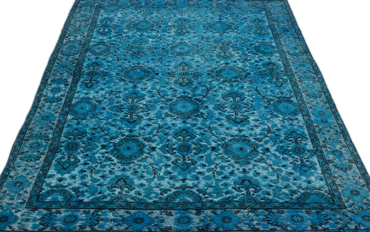 Turquoise  Over Dyed Carved Rug 5&#39;3&#39;&#39; x 8&#39;6&#39;&#39; ft 160 x 259 cm