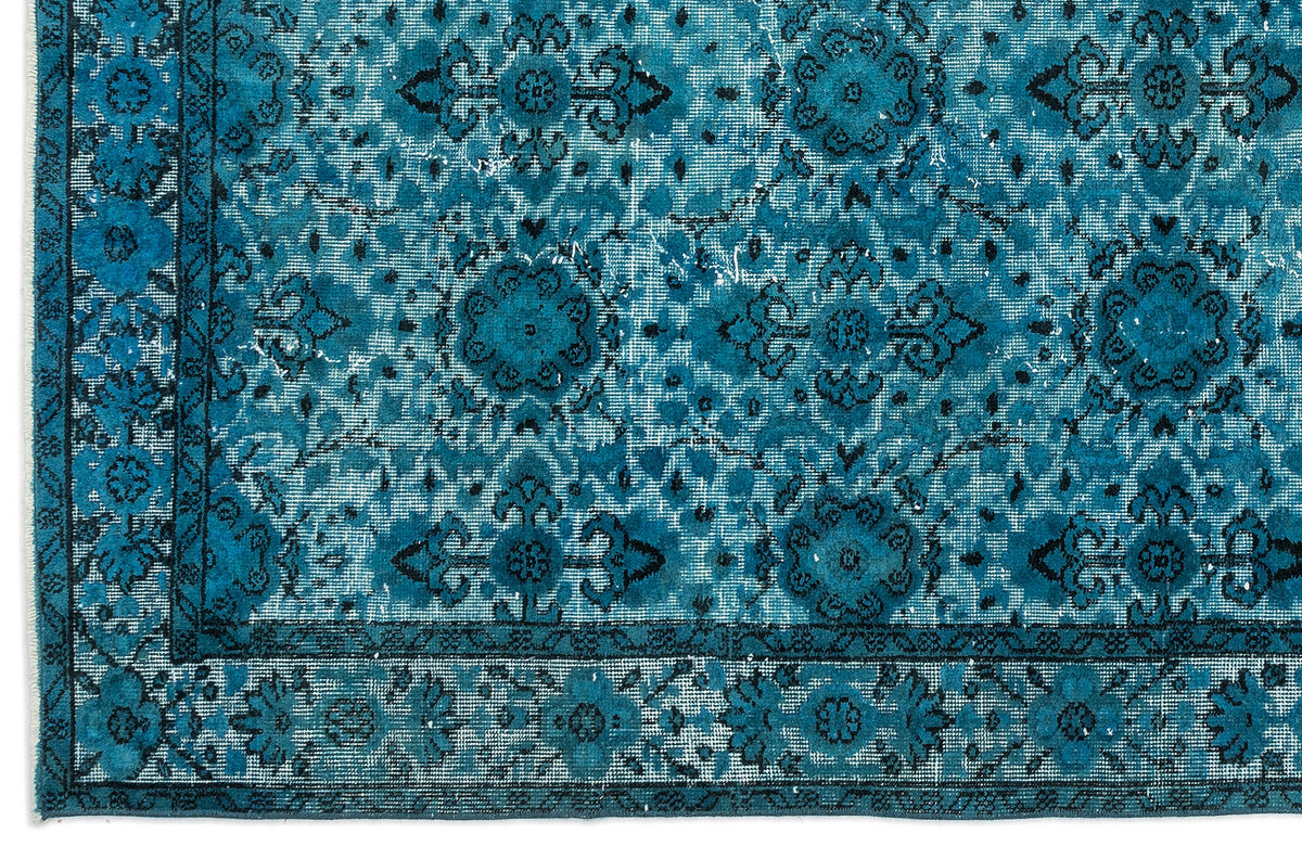 Turquoise  Over Dyed Carved Rug 5&#39;3&#39;&#39; x 8&#39;6&#39;&#39; ft 160 x 259 cm