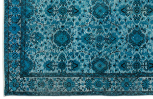 Turquoise  Over Dyed Carved Rug 5'3'' x 8'6'' ft 160 x 259 cm