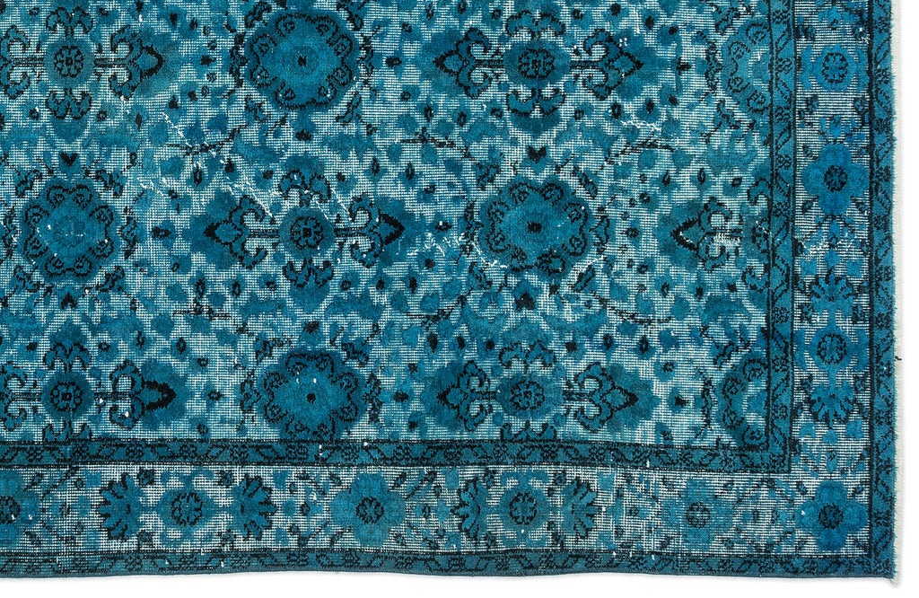 Turquoise  Over Dyed Carved Rug 5'3'' x 8'6'' ft 160 x 259 cm