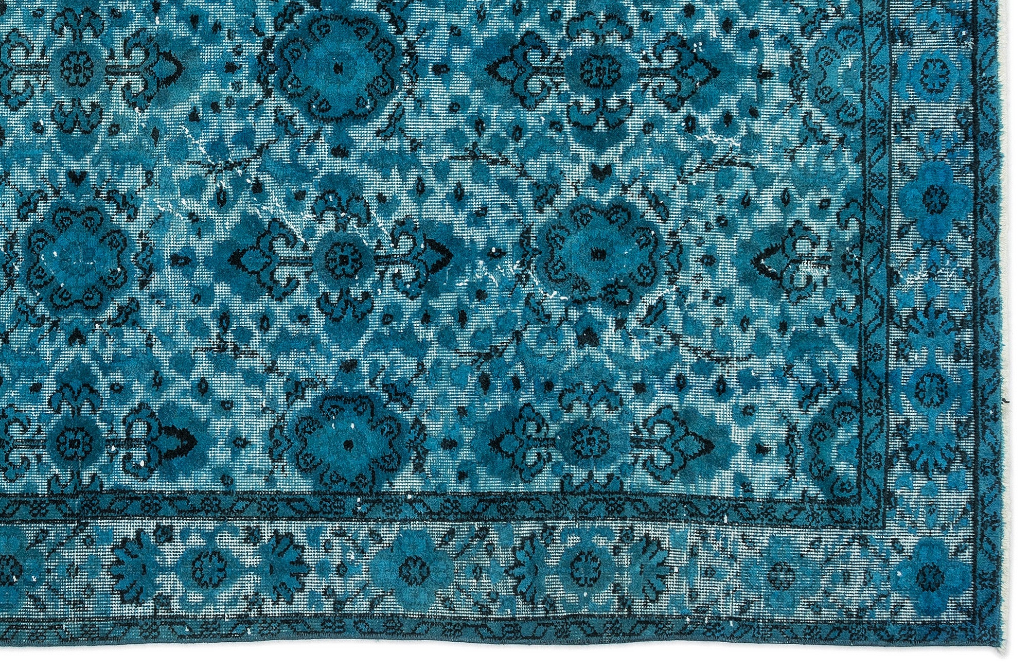 Turquoise  Over Dyed Carved Rug 5'3'' x 8'6'' ft 160 x 259 cm