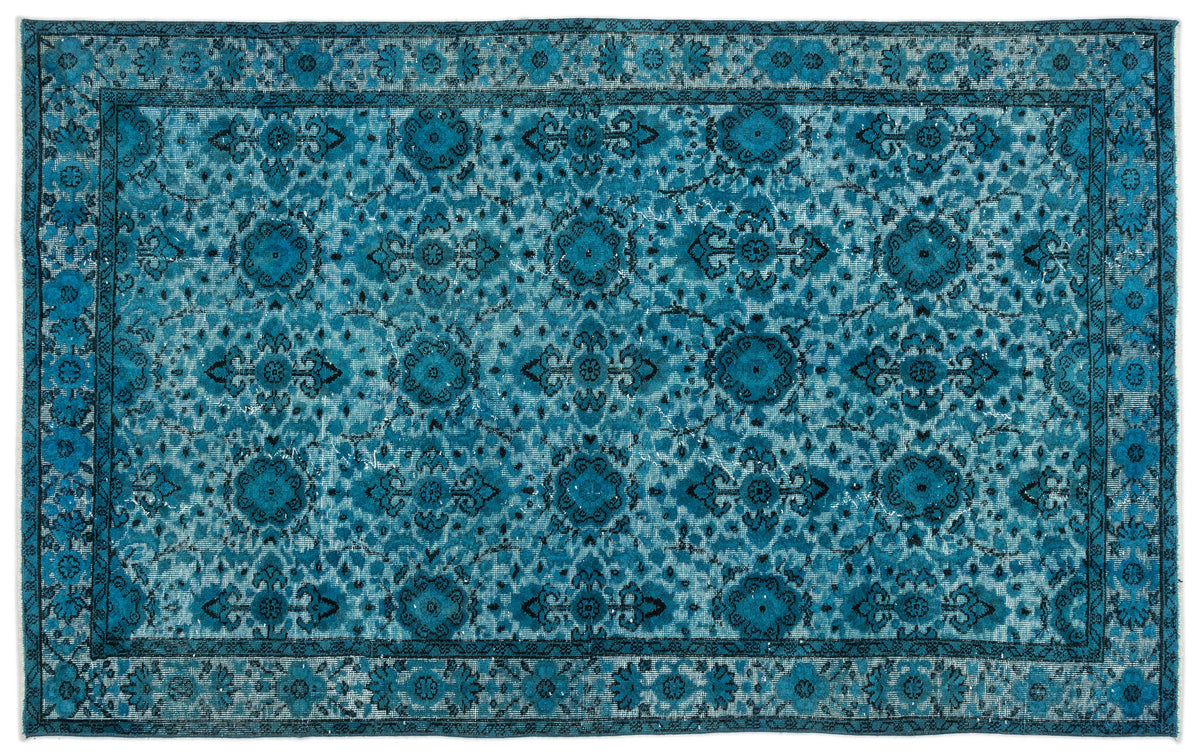 Turquoise  Over Dyed Carved Rug 5&#39;3&#39;&#39; x 8&#39;6&#39;&#39; ft 160 x 259 cm