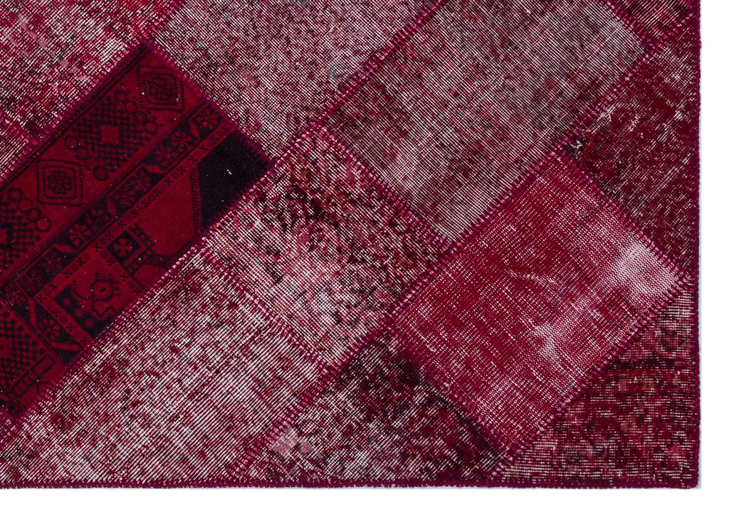 Red Over Dyed Patchwork Unique Rug 5'3'' x 7'7'' ft 160 x 230 cm