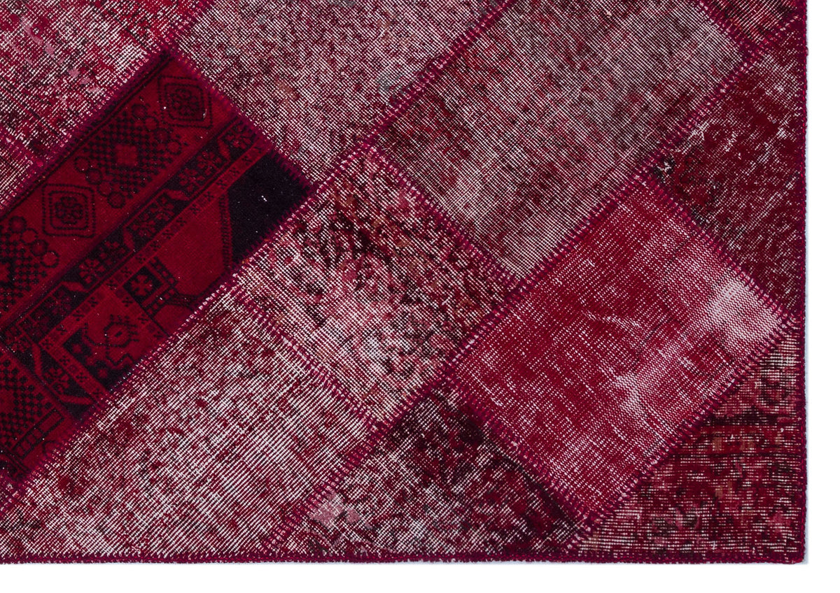 Red Over Dyed Patchwork Unique Rug 5&#39;3&#39;&#39; x 7&#39;7&#39;&#39; ft 160 x 230 cm