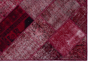Red Over Dyed Patchwork Unique Rug 5'3'' x 7'7'' ft 160 x 230 cm