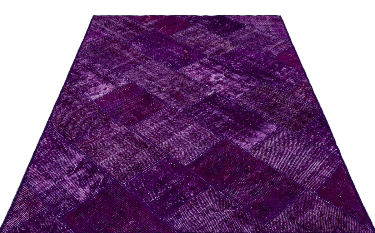 Purple Over Dyed Patchwork Unique Rug 5&#39;3&#39;&#39; x 7&#39;7&#39;&#39; ft 160 x 230 cm