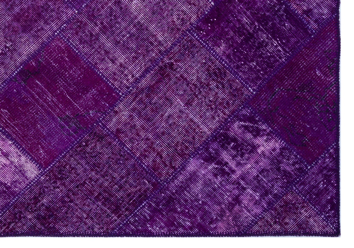 Purple Over Dyed Patchwork Unique Rug 5&#39;3&#39;&#39; x 7&#39;7&#39;&#39; ft 160 x 230 cm