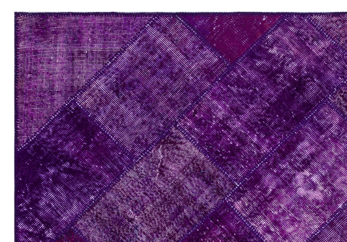 Purple Over Dyed Patchwork Unique Rug 5&#39;3&#39;&#39; x 7&#39;7&#39;&#39; ft 160 x 230 cm