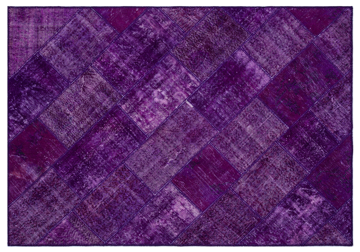 Purple Over Dyed Patchwork Unique Rug 5&#39;3&#39;&#39; x 7&#39;7&#39;&#39; ft 160 x 230 cm