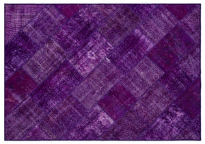 Purple Over Dyed Patchwork Unique Rug 5'3'' x 7'7'' ft 160 x 230 cm