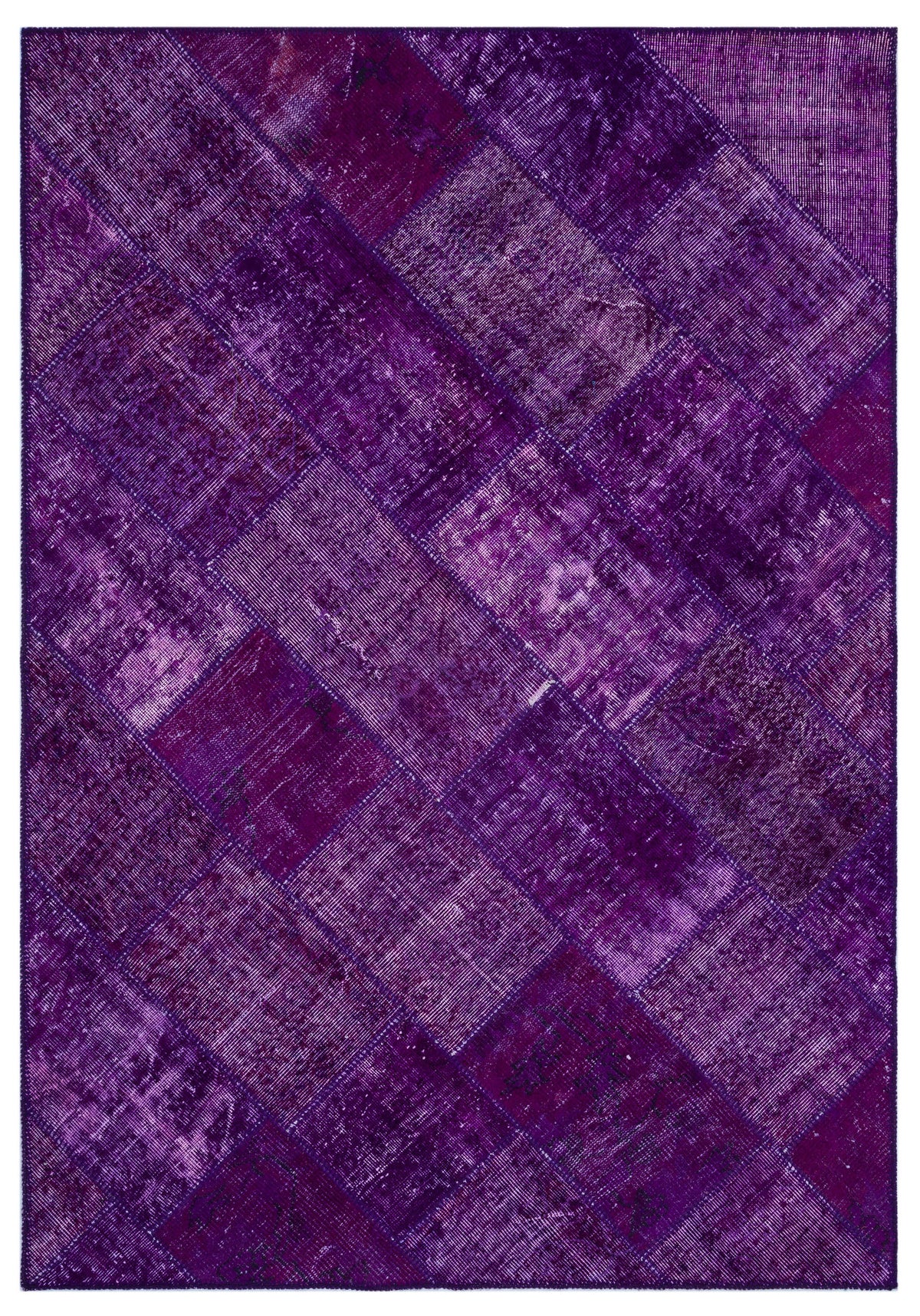 Purple Over Dyed Patchwork Unique Rug 5&#39;3&#39;&#39; x 7&#39;7&#39;&#39; ft 160 x 230 cm