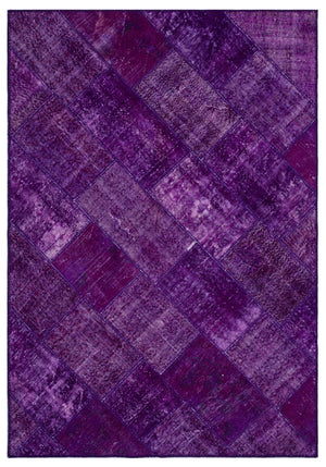 Purple Over Dyed Patchwork Unique Rug 5'3'' x 7'7'' ft 160 x 230 cm