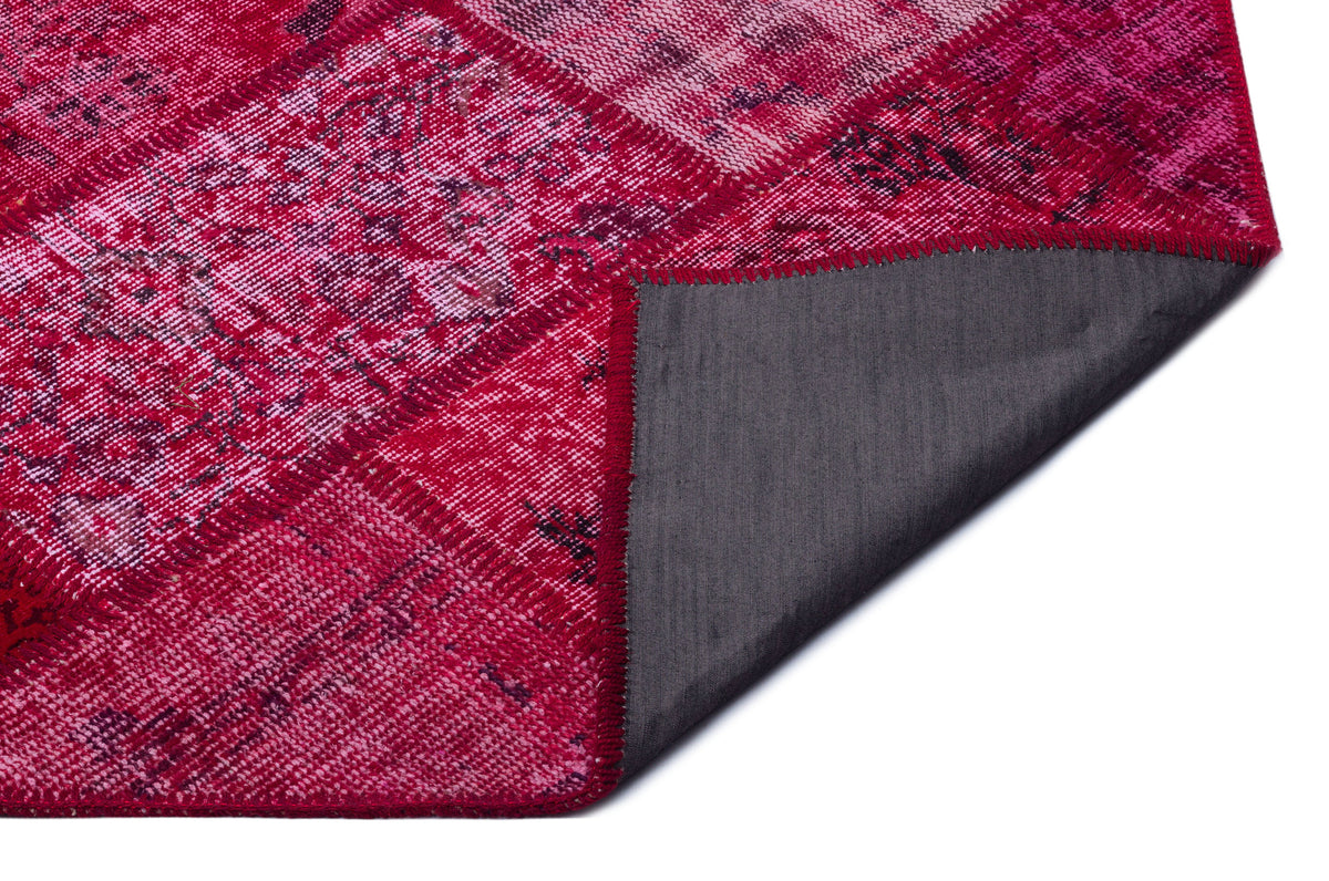 Red Over Dyed Patchwork Unique Rug 5&#39;3&#39;&#39; x 7&#39;7&#39;&#39; ft 160 x 230 cm