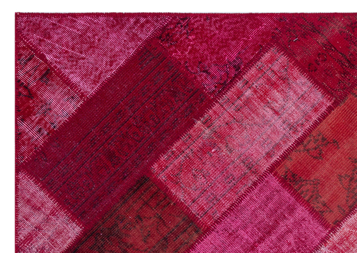 Red Over Dyed Patchwork Unique Rug 5&#39;3&#39;&#39; x 7&#39;7&#39;&#39; ft 160 x 230 cm