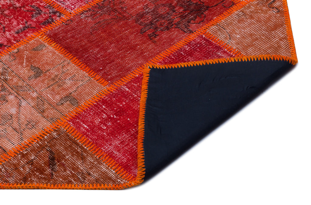 Red Over Dyed Patchwork Unique Rug 5'3'' x 7'7'' ft 160 x 230 cm