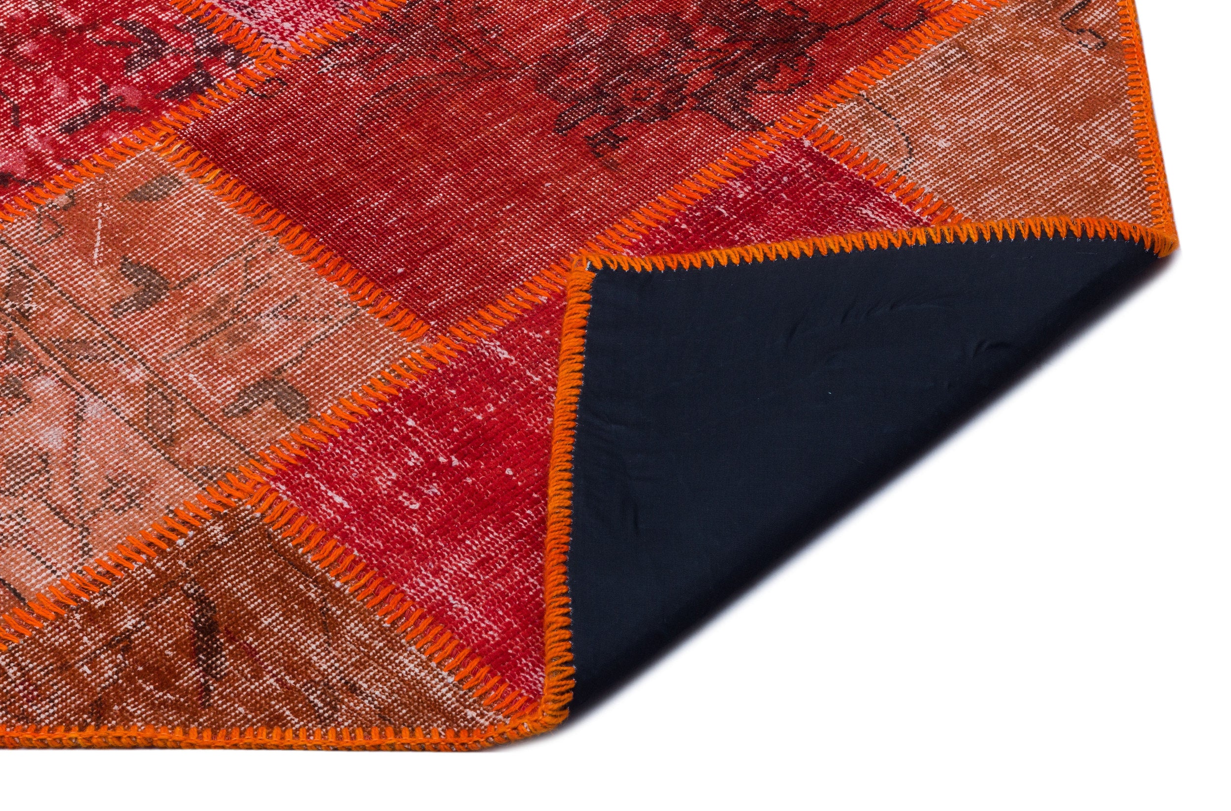 Red Over Dyed Patchwork Unique Rug 5'3'' x 7'7'' ft 160 x 230 cm