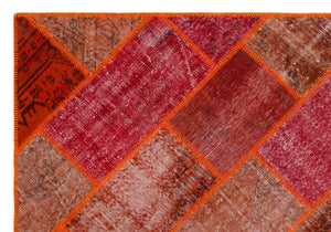 Red Over Dyed Patchwork Unique Rug 5'3'' x 7'7'' ft 160 x 230 cm