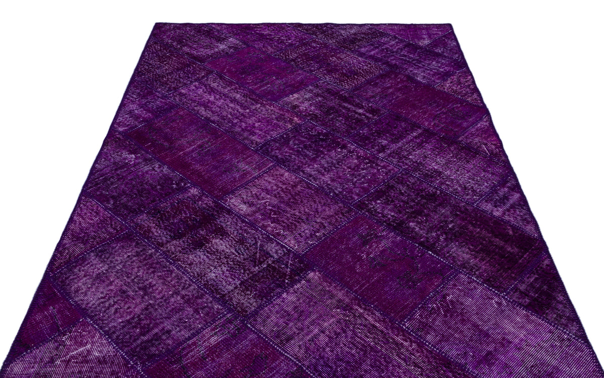 Purple Over Dyed Patchwork Unique Rug 5&#39;3&#39;&#39; x 7&#39;7&#39;&#39; ft 160 x 230 cm
