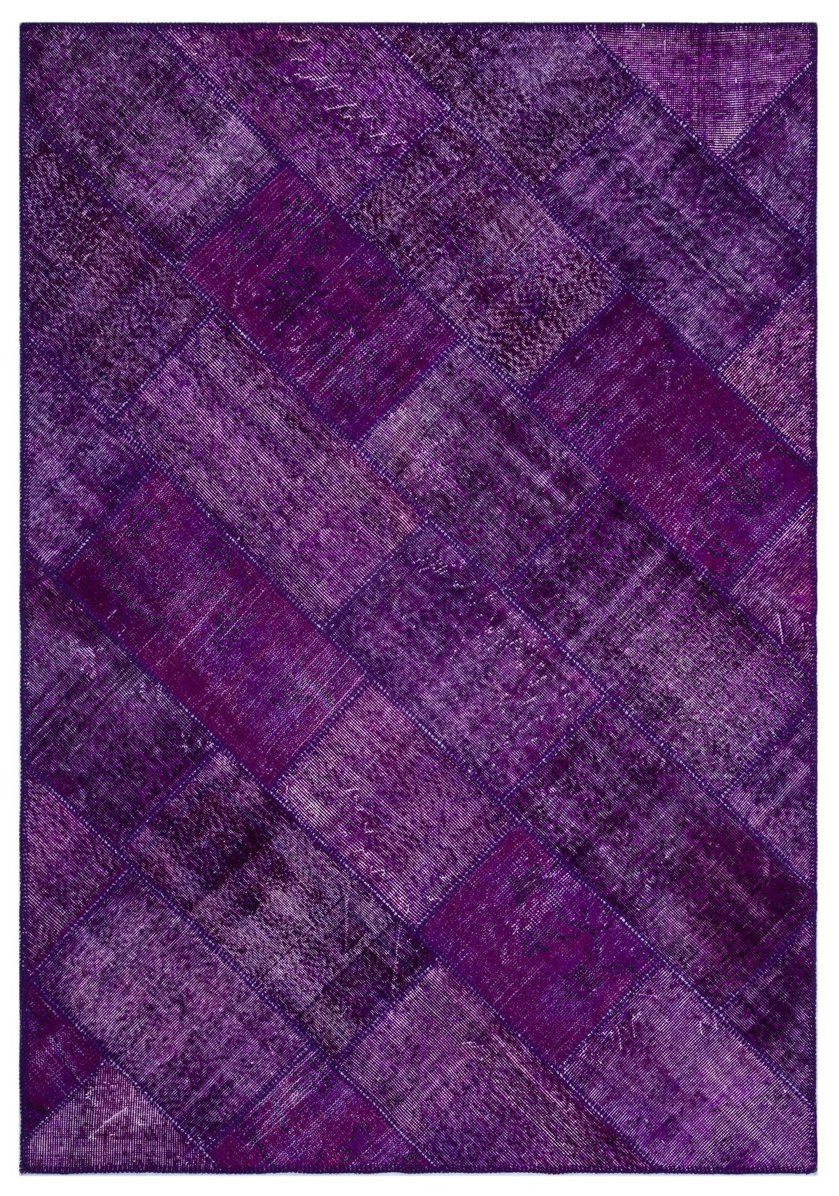 Purple Over Dyed Patchwork Unique Rug 5&#39;3&#39;&#39; x 7&#39;7&#39;&#39; ft 160 x 230 cm