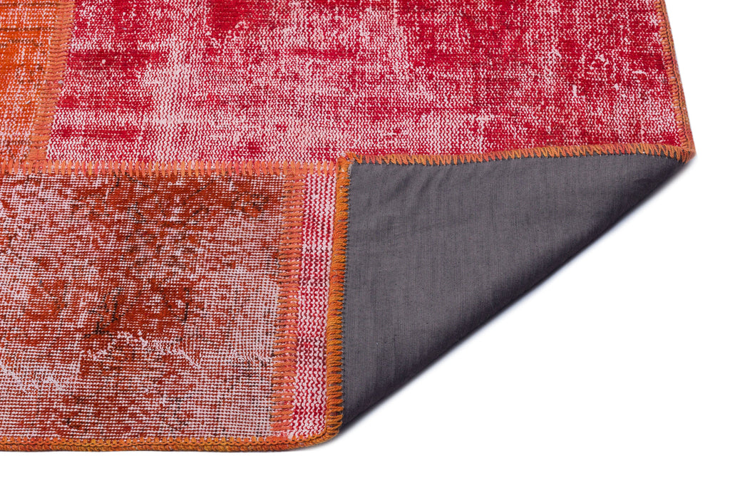 Red Over Dyed Patchwork Unique Rug 5'3'' x 7'7'' ft 160 x 230 cm