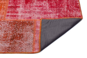 Red Over Dyed Patchwork Unique Rug 5'3'' x 7'7'' ft 160 x 230 cm