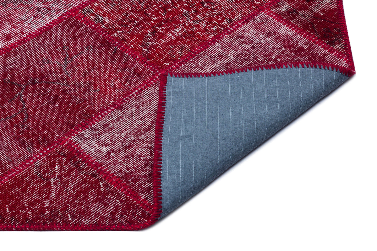 Red Over Dyed Patchwork Unique Rug 5&#39;3&#39;&#39; x 7&#39;7&#39;&#39; ft 160 x 230 cm