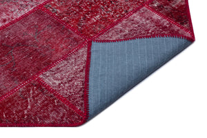 Red Over Dyed Patchwork Unique Rug 5'3'' x 7'7'' ft 160 x 230 cm