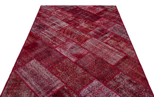 Red Over Dyed Patchwork Unique Rug 5'3'' x 7'7'' ft 160 x 230 cm