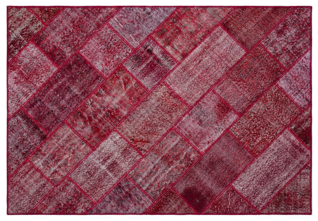 Red Over Dyed Patchwork Unique Rug 5'3'' x 7'7'' ft 160 x 230 cm