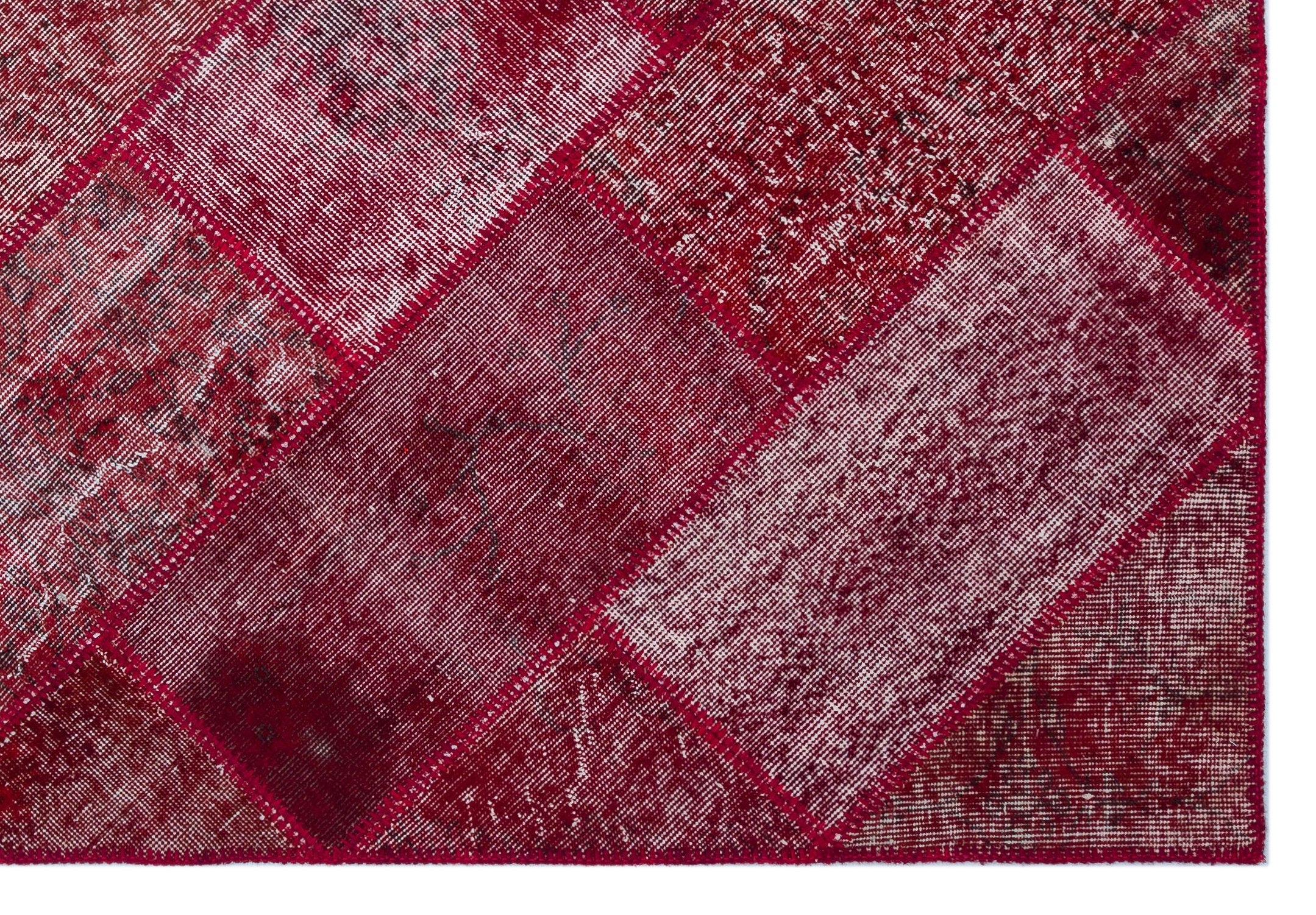 Red Over Dyed Patchwork Unique Rug 5'3'' x 7'7'' ft 160 x 230 cm