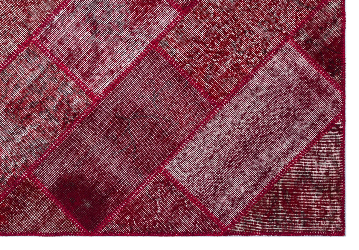 Red Over Dyed Patchwork Unique Rug 5&#39;3&#39;&#39; x 7&#39;7&#39;&#39; ft 160 x 230 cm