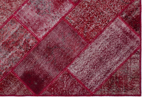 Red Over Dyed Patchwork Unique Rug 5'3'' x 7'7'' ft 160 x 230 cm