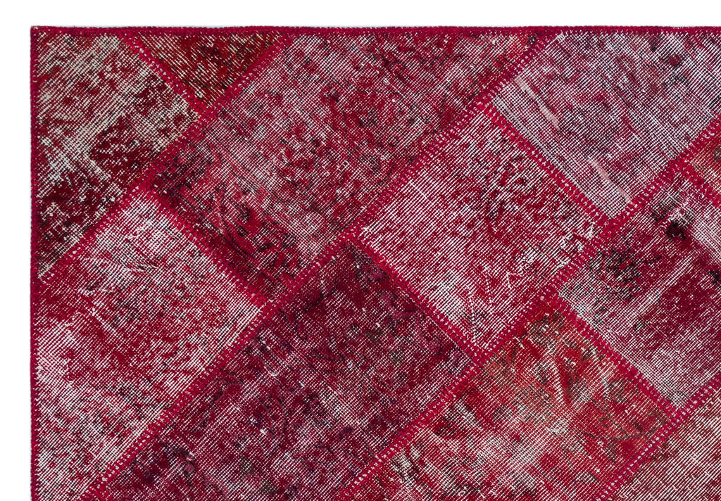 Red Over Dyed Patchwork Unique Rug 5'3'' x 7'7'' ft 160 x 230 cm