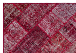 Red Over Dyed Patchwork Unique Rug 5'3'' x 7'7'' ft 160 x 230 cm