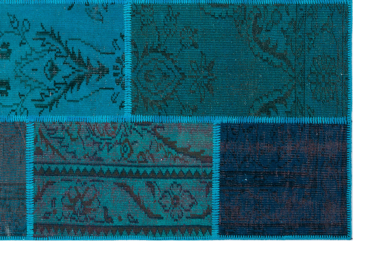 Turquoise  Over Dyed Patchwork Unique Rug 5&#39;3&#39;&#39; x 7&#39;7&#39;&#39; ft 160 x 230 cm