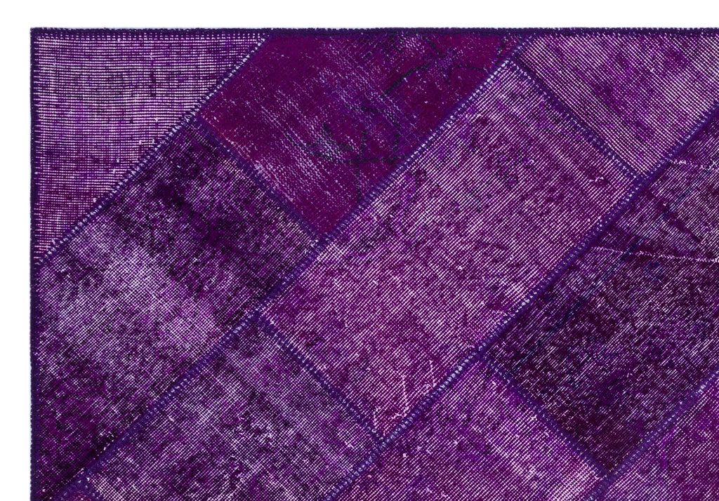 Purple Over Dyed Patchwork Unique Rug 5'3'' x 7'7'' ft 160 x 230 cm