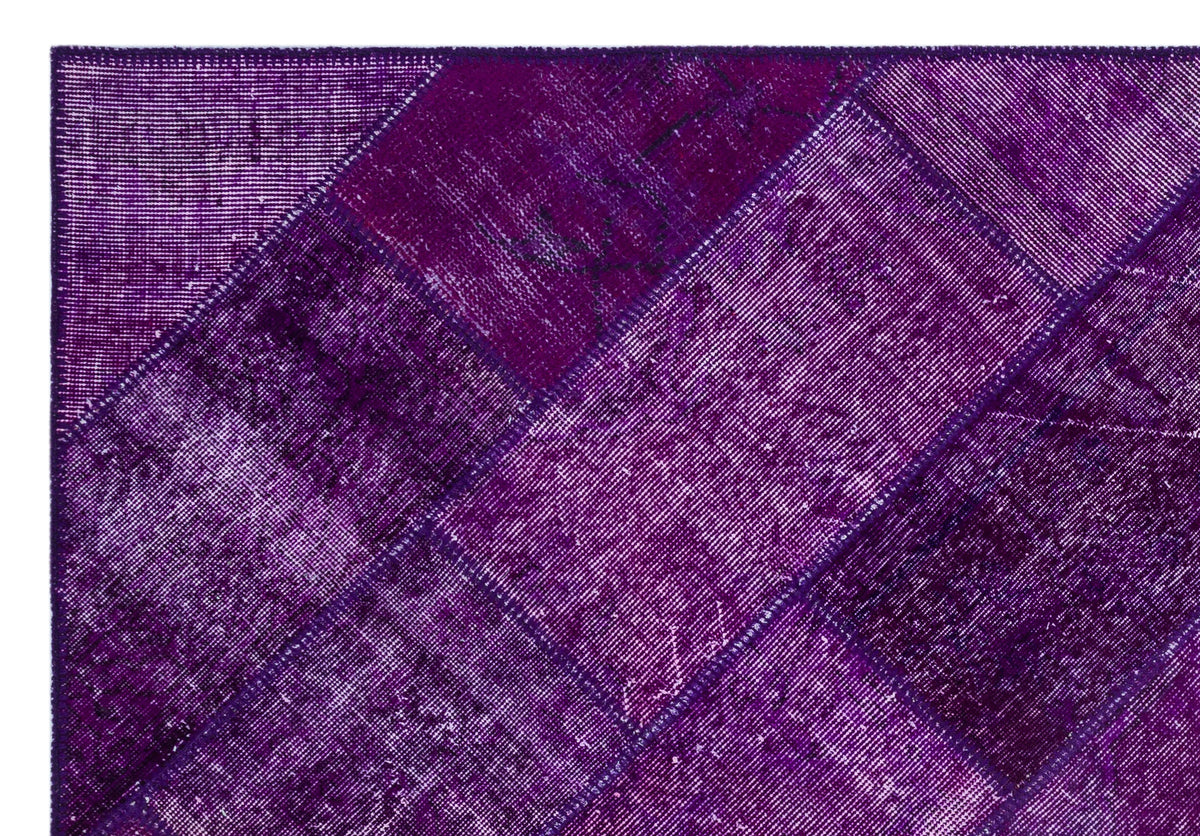 Purple Over Dyed Patchwork Unique Rug 5&#39;3&#39;&#39; x 7&#39;7&#39;&#39; ft 160 x 230 cm