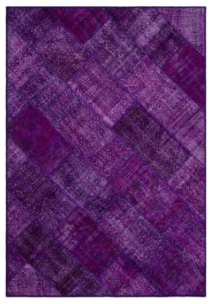 Purple Over Dyed Patchwork Unique Rug 5'3'' x 7'7'' ft 160 x 230 cm