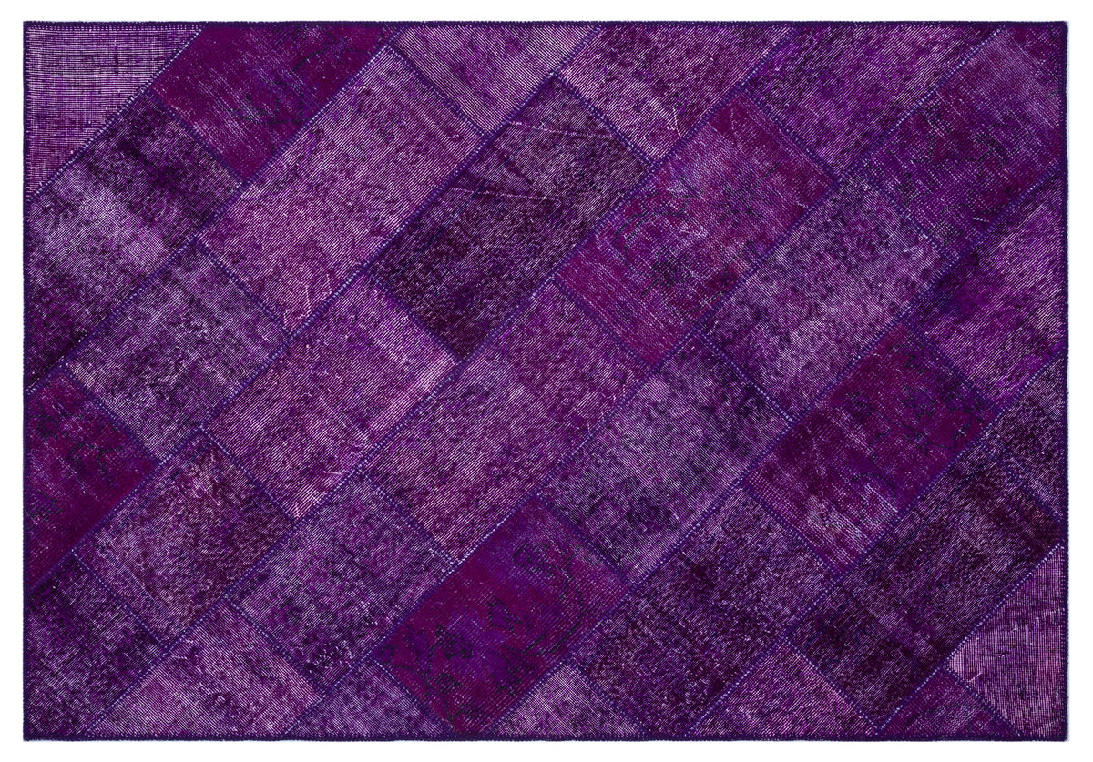 Purple Over Dyed Patchwork Unique Rug 5&#39;3&#39;&#39; x 7&#39;7&#39;&#39; ft 160 x 230 cm