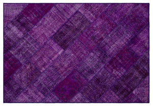 Purple Over Dyed Patchwork Unique Rug 5'3'' x 7'7'' ft 160 x 230 cm