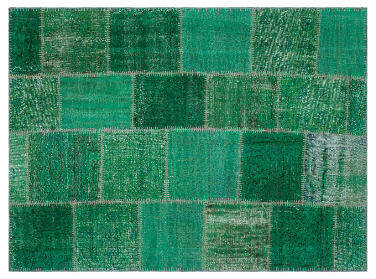 Green Over Dyed Patchwork Unique Rug 5&#39;3&#39;&#39; x 7&#39;3&#39;&#39; ft 160 x 221 cm