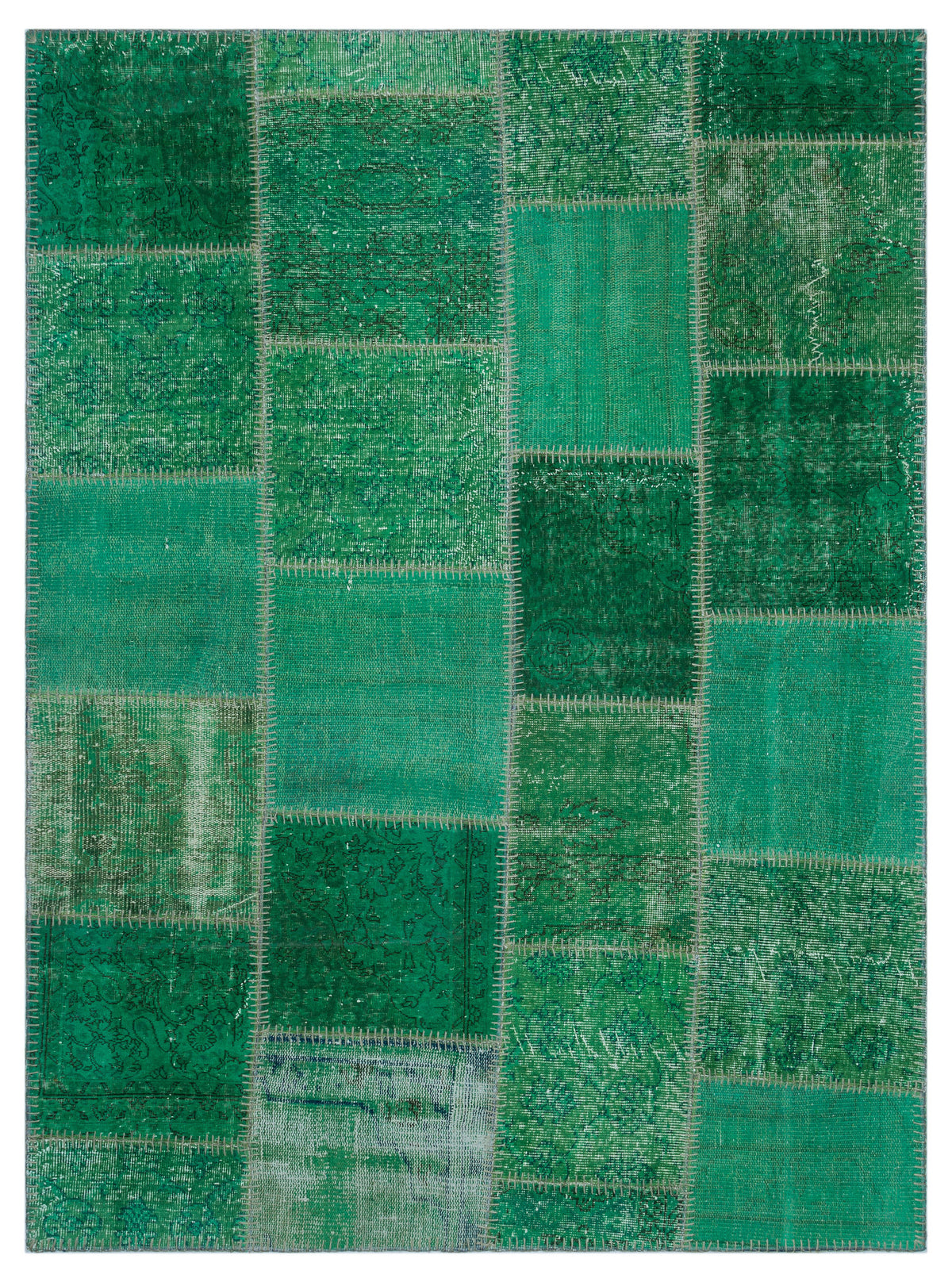 Green Over Dyed Patchwork Unique Rug 5&#39;3&#39;&#39; x 7&#39;3&#39;&#39; ft 160 x 221 cm