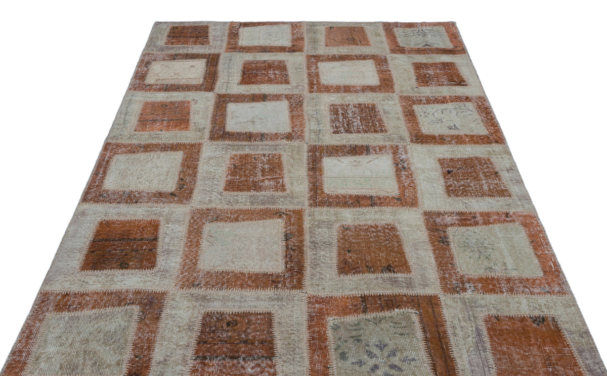Brown Over Dyed Patchwork Unique Rug 5&#39;3&#39;&#39; x 7&#39;10&#39;&#39; ft 160 x 240 cm