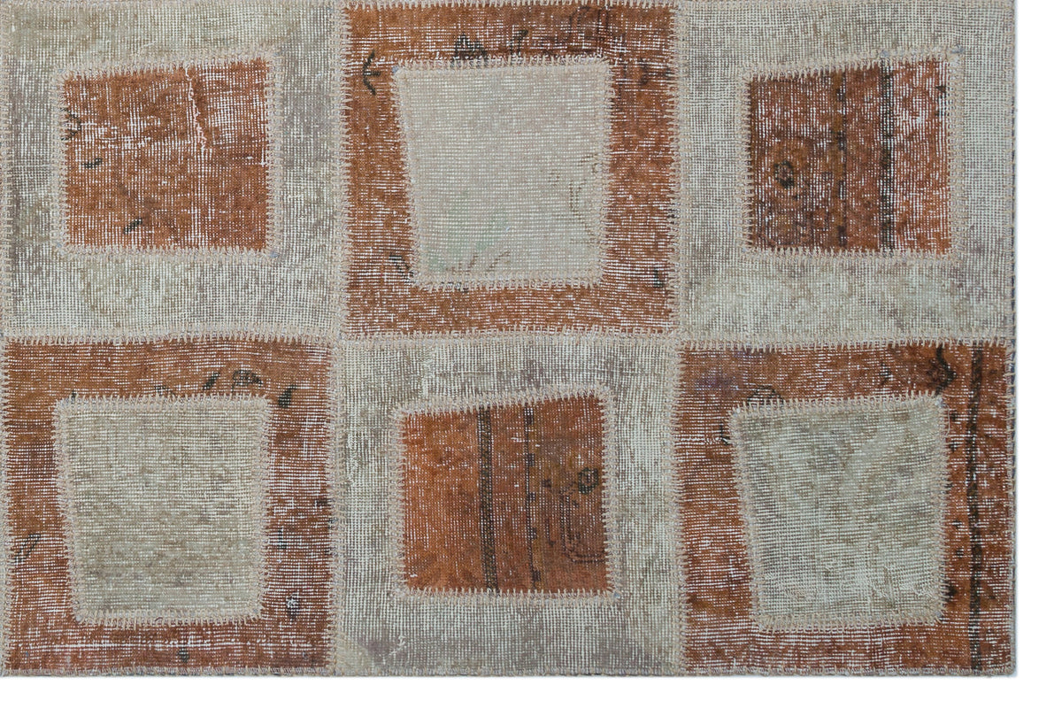 Brown Over Dyed Patchwork Unique Rug 5&#39;3&#39;&#39; x 7&#39;10&#39;&#39; ft 160 x 240 cm